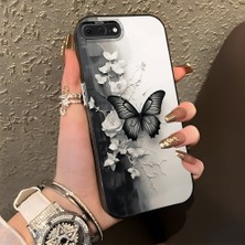 HONTINGA iPhone 7 Plus ile Uyumlu Kılıf Silikon Kenar Sert Arka Kamera Koruyucu Basitlik Anti Düşme Kamera Korumalı Kelebek Desen Couple Telefon Kılıfı Kadın ve Erkek Için Uygundur K1-1363