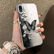 HONTINGA iPhone Xr ile Uyumlu Kılıf Silikon Kenar Sert Arka Kamera Koruyucu Basitlik Anti Düşme Kamera Korumalı Kelebek Desen Couple Telefon Kılıfı Kadın ve Erkek Için Uygundur K1-1363