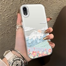 HONTINGA iPhone Xr ile Uyumlu Kılıf Silikon Kenar Sert Arka Kamera Koruyucu Basitlik Anti Düşme Kamera Korumalı Dağ Desen Couple Telefon Kılıfı Kadın ve Erkek Için Uygundur K1-1360