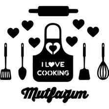 UAStudio Mutfağımı Seviyorum Sticker Oto Motor Laptop Duvar Folyo Sticker 20X18 cm