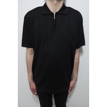 Santa Fistan Store Erkek Çizgili Spor Kesim Rahat Kalıp Polo Yaka Battal Triko T-Shirt