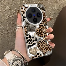 HONTINGA Vivo X300 ile Uyumlu Kılıf Silikon Kenar Sert Arka Kamera Koruyucu Basitlik Anti Düşme Kamera Korumalı Leoparlı Kalp Desen Couple Telefon Kılıfı Kadın ve Erkek Için Uygundur K1-1361