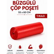 MSE HOLD Büzgülü Çöp Poşeti Çilek Kokulu 55×60 cm Orta Boy 1 Rulo Dayanıklı Sızdırmaz Kalın Çöp Torbası
