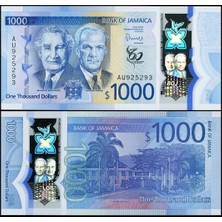 Emir Koleksiyon Coin & Paper Collection Jamaika 2022 Yılı 1000 Dolar Polimer Kağıt Para Çil ( Unc ) Koleksiyon Yabancı Para