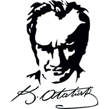 UAStudio Kemal Atatürk Silueti ve Imzası Oto Cam Özel Yeni Kaliteli Kaliteli Sticker 20*15 cm