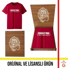 Galatasaray Lisanslı 2026 Şampiyonluk Dominasyon Kırmızı Tişört Aslan Ahşap Kutulu