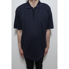 Santa Fistan Store Erkek Çizgili Spor Kesim Rahat Kalıp Polo Yaka Battal Triko T-Shirt