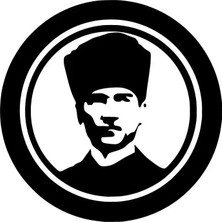 UAStudio Kemal Atatürk Yuvarlak - Araç, Oto, Laptop, Duvar Uyumlu Sticker 30*30 cm