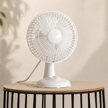 Homenter Masaüstü Vantilatör 15 cm | 16W Güç | 2 Kademeli Hız Ayarı | Ayarlanabilir Açılı Mini Fan Beyaz