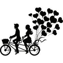 UAStudio Bisikletli Sevgililer Oto Motor Laptop Duvar Folyo Sticker 25X20 cm
