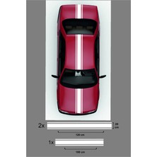 UAStudio Oto Kaput-Tavan-Bagaj Çift Şerit Sticker 3 Parça 120X20 CM/2ADET-100X20 Cm/1 Adet