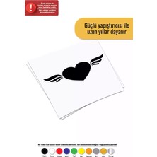 UAStudio Kanatlı Kalp Sticker Oto Motor Laptop Duvar Folyo Sticker 40 x 16 cm