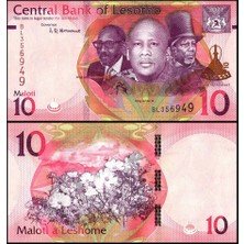 Emir Koleksiyon Coin & Paper Collection Lesotho 2021 Yılı 10 Maloti Kağıt Para Çil ( Unc ) Koleksiyon Yabancı Para