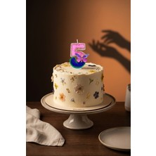 Partixa Kelebek Detaylı Pembe-Mor Rakam Mum Doğum Günü Pasta Süsü