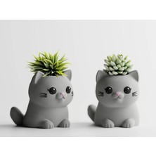 Leafypaws Dekoratif Saksı - Kedi Figürlü Bitki Saksısı 8 cm
