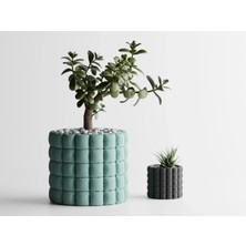 Cloth Dekoratif Saksı - Turkuaz Modern Modern Bitki Saksısı 8 cm