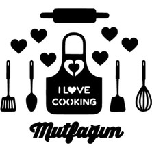 UAStudio Mutfağımı Seviyorum Sticker Oto Motor Laptop Duvar Folyo Sticker 10X9 cm