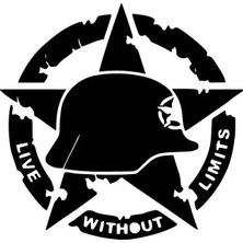 UAStudio Us Army Kask Yıldızlı Sticker Oto Motor Laptop Duvar Folyo Sticker 25X25 cm