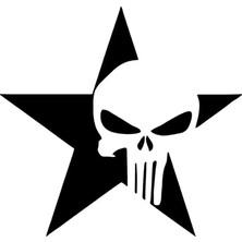 UAStudio Yıldız Içinde Punisher - Araç, Oto, Laptop, Duvar Uyumlu Sticker 40*40 cm