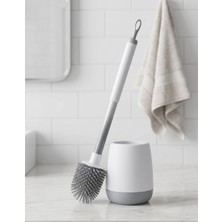 Beyaz Silikon Klozet ve Wc Fırçası - Paslanmaz Alüminyum Sap - Vidasız Duvar Askılı Güçlü Yapışkan - Elçi Home