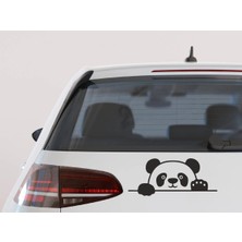 UAStudio Panda Camdan Bakan Panda Oto Cam Yazısı 13X5 cm Araba Arkası Sticker Oto Cam Sticker Yazı Modelleri