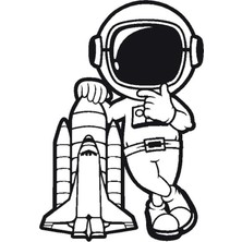 UAStudio Astronot Temalı Oto Motor Laptop Duvar Folyo Sticker 30X45 cm