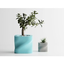 Rivora Dekoratif Saksı - Turkuaz Modern Modern Bitki Saksısı 6 cm