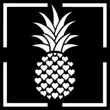 UAStudio Kalpli Ananas Çerçeve Sticker Oto Motor Laptop Duvar Folyo Sticker 25X25 cm