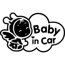 UAStudio Baby In Car Melek Sticker Oto Motor Laptop Duvar Folyo Sticker 10X6 cm