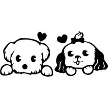 UAStudio Sevimli Köpekler - Araç, Oto, Laptop, Duvar Uyumlu Sticker 25*10 cm