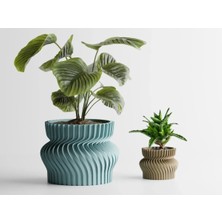 Twisted Dekoratif Saksı - Turkuaz Modern Bitki Saksısı 6 cm