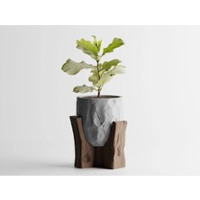 Grotia Dekoratif Saksı - Gri Modern Modern Bitki Saksısı 15 cm