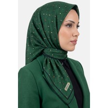 Hadiora Kadın Yeşil Nokta Desenli Dikişli Yazma