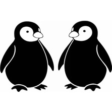 UAStudio Sevimli Penguen Oto Motor Laptop Duvar Folyo Sticker 25 x 15