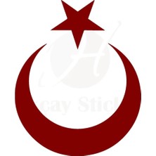 UAStudio Ay Yıldız Türk Bayrağı Sticker Oto Sticker Kırmızı 50 cm x 38 cm