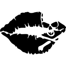 UAStudio Dudak Içinde Kuru Kafa Oto Motor Laptop Duvar Folyo Sticker 80 x 48 cm