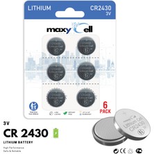 MaxyCell 6 Adet 2430 CR2430 DL2430 3V Lityum Düğme Pilleri