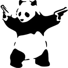 UAStudio Silahlı Panda Sticker Oto Motor Laptop Duvar Folyo Sticker 30X30 cm