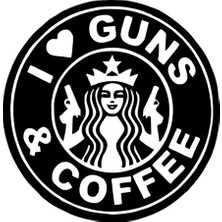 UAStudio I Love Guns And Coffee - Araç, Oto, Laptop, Duvar Uyumlu Sticker 20*20 cm