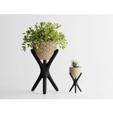 Triova Dekoratif Saksı - Siyah Ayaklı Modern Bitki Saksısı 18 cm