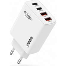 Schitec 100W 4 Çıkışlu 2 Type-C + 2 Usba Qc 3.0 Süper Hızlı Şarj Adaptörü Başlığı HG/TA-106EU