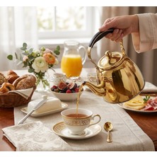 Gold Içi Süzgeçli Paslanmaz Çelik Demlik Çay Bitkiçayı Demliği 1 Litre