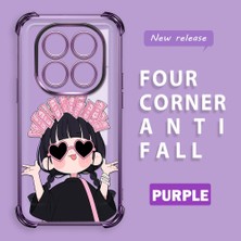 HONTINGA Xiaomi Redmi Note 14 Pro 4g ile Uyumlu Kılıf Şeffaf Kılıfı Kamera Koruyucu Basitlik Anti Düşme Kamera Korumalı Sevimli Kız Desen Yumuşak Silikon Couple Telefon Kılıfı Kadın ve Erkek Için Uygundur