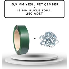 Dalpak Ambalaj 15,5 mm Yeşil Çember ( Yeşil Polyester Şerit )+ 250 Adet 16 mm Pet Çember Tokası