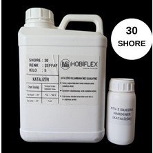 Hobiflex Rtv 2 Kalıp Silikonu 1. Sınıf Kalite Sert Sıvı Silikon 5 kg 30 Shore Yarı Şeffaf Renk
