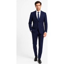 Uki Lacivert Comfort Fit , Mono Yaka , 6 Drop , Kapaklı Cep Klasik Takım Elbise