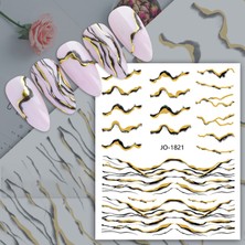 Aba Nails Parlak Gold Şerit Tırnak Sticker Şerit Tırnak Etiketi Nail Art 1821