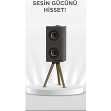 Mycell Bluetooth Hoparlör 24W Güçlü Bas Ahşap Ayaklı Tripod Tasarım Şarjlı Taşınabilir Speaker