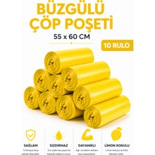 MSE HOLD Büzgülü Çöp Poşeti Limon Kokulu 55×60 cm Orta Boy 10 Rulo Dayanıklı Sızdırmaz Kalın Çöp Torbası