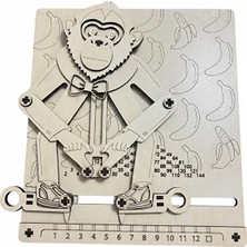 Simidil Design Bananamatik Ahşap Eğitici Maymun Çarpım Tablosu (24X21 Cm) - Mdf Mekanik Matematik Oyuncağı